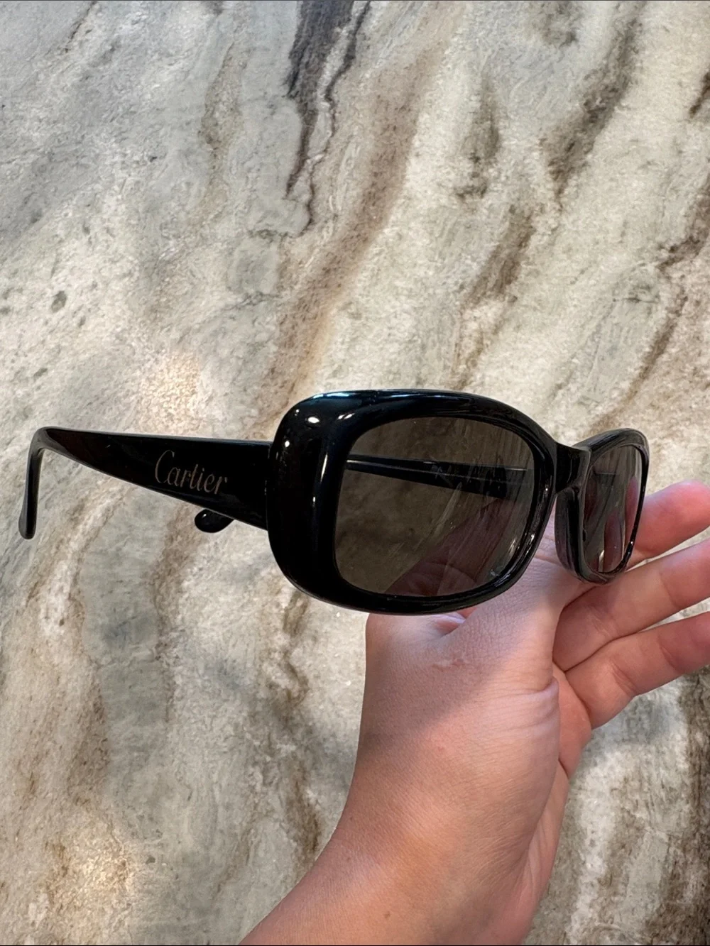 Vintage Designer Classic Black Women's Rectangle Sunglasses